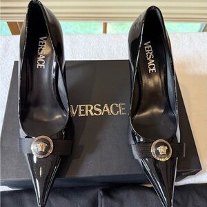 Versace Black Patent Leather Heels